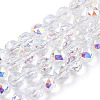 Electroplate Transparent Glass Beads Strands EGLA-N002-34C-C03-1