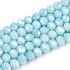 Anti-Tarnish Electroplate Rondelle Glass Beads Strands LS-EGLA-T021-4mm-17-08-1