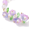 Flower Glass & Acrylic Braided Bead Adjustable Bracelets for Women BJEW-JB10446-4