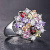 Cubic Zirconia Flower Finger Ring PW-WG24646-02-1