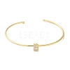 Rack Plating Brass Micro Pave Clear Cubic Zirconia Letter Open Cuff Bangles BJEW-A018-01G-B-2