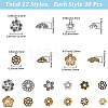 360Pcs 12 Styles Tibetan Style Alloy Bead Caps TIBE-SC0002-30-2