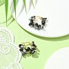 Natural Snowflake Obsidian Chips Braided Hoop Earrings EJEW-JE04940-11-3