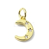 Moon Theme Brass Micro Pave Clear Cubic Zirconia Charms KK-H475-57G-08-1
