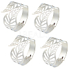 4Pcs Leaf Iron Cuff Bangles BJEW-SP0001-15P-1
