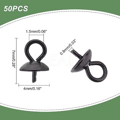 50Pcs Ion Plating(IP) 304 Stainless Steel Cup Pearl Peg Bails Pin Pendants STAS-UN0038-01-1