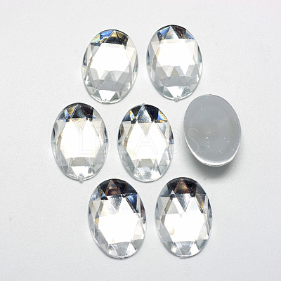 Acrylic Rhinestone Flat Back Cabochons X-GACR-Q011-13x18-02-1