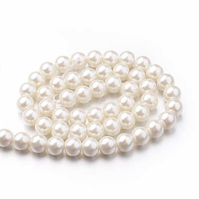 Eco-Friendly Dyed Glass Pearl Round Bead Strands X-HY-A008-8mm-RB011-1