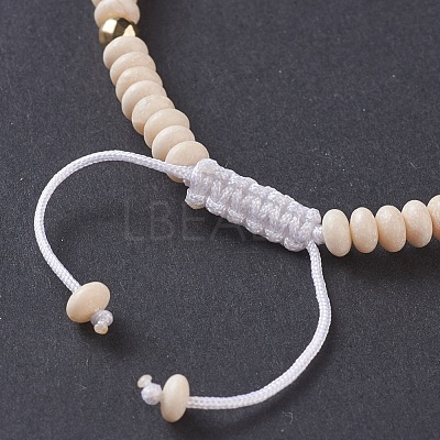 Natural Fossil Braided Bead Bracelets BJEW-O175-C12-1
