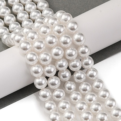 Baking Paint Pearlized Glass Pearl Round Bead Strands PEAR-H019-02C-04-1