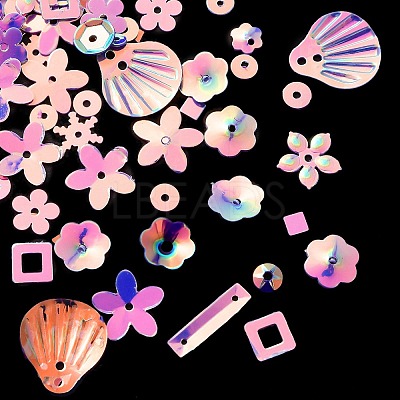 Rainbow Iridescent PVC Paillette/Sequins Beads & Links & Pendants PVC-C001-01G-1