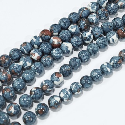 Synthetic Ocean White Jade Round Bead Strands X-G-M165-8mm-15-1