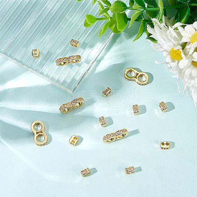 15Pcs 2 Style Brass Micro Pave Cubic Zirconia Multi-Strand Links KK-WR0001-16-1
