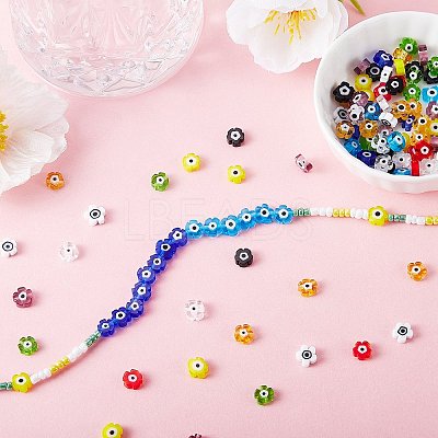 150Pcs 10Colors Handmade Evil Eye Lampwork Beads LAMP-SZ0001-17-1