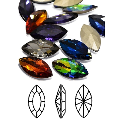 Faceted Horse Eye Glass Pointed Back Rhinestone Cabochons RGLA-A011-13x27mm-SM-1