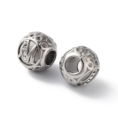 304 Stainless Steel Rhinestone European Beads STAS-A092-10M-P-1