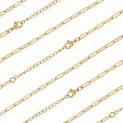 10Pcs 667 Stainless Steel Paperclip Chain Necklaces NJEW-BBC0001-48B-G-1