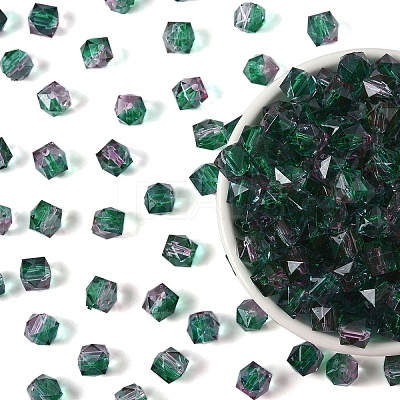300Pcs Two Tone Transparent Spray Painted Acrylic Beads ACRP-YW0001-16C-1