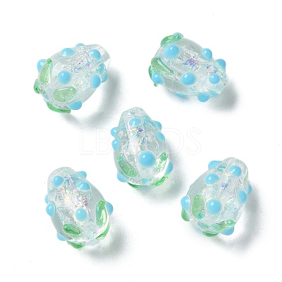 Handmade Foil Lampwork Bumpy Beads Strands FOIL-Z001-05A-1