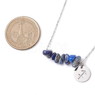 Natural Lapis Lazuli Chip & Constellation Pendant Necklaces NJEW-JN05084-09-1