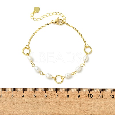 Natural Cultured Freshwater Pearl Beads Link Bracelets BJEW-JB14043-1