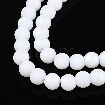 Frosted Opaque Glass Beads Strands GLAA-T032-P6mm-MBB02-1