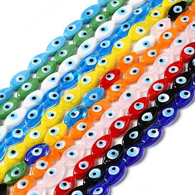 Handmade Evil Eye Lampwork Beads Strands LAMP-G154-06-1
