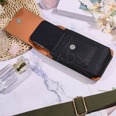 Rectangle Cowhide Mobile Phone Waist Belt Pouches AJEW-WH0596-953A-1
