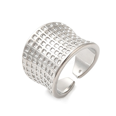 Tartan Brass Wide Open Cuff Rings for Women RJEW-A046-11P-1
