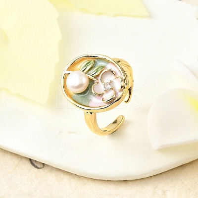 Brass Enamel Cuff Rings RJEW-K291-03G-02-1
