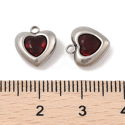 304 Stainless Steel Micro Pave Cubic Zirconia Charms STAS-S131-17P-03-1