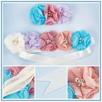 Polyester Waist Chain Belts and Headbands with Imitation Pearl DIY-WH0308-150C-1