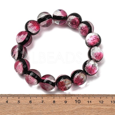 14MM Luminous Handmade Foil Glass Round Beaded Stretch Bracelets LA-CBA41F9-01C-1