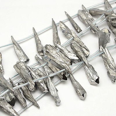 Electroplate Gemstone Natural Quartz Crystal Beads Strands G-L135-05-1