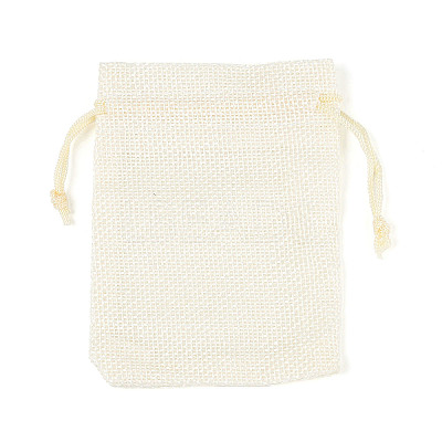 Polyester Imitation Burlap Packing Pouches Drawstring Bags ABAG-R005-9x12-13-1