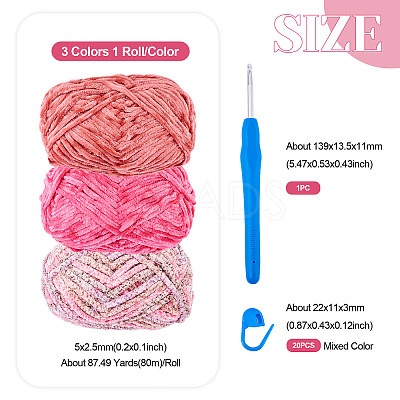 3 Rolls Super Bulky Plush Polyester Chenille Yarn OCOR-MB0001-06B-1