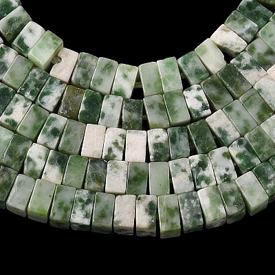Natural Green Spot Jasper Beads Strands G-A280-C14-01-1