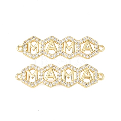 Mother's Day Brass Micro Pave Clear Cubic Zirconia Connector Charm KK-F931-27D-G-1