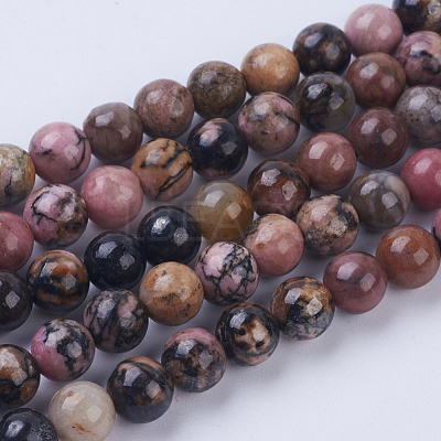 Natural Rhodonite Beads Strands G-P318-04-6mm-1
