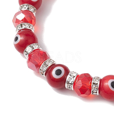 4Pcs 4 Colors Evil Eye Handmade Lampwork & Electroplated Glass Stretch Bracelet Sets BJEW-TA00520-1