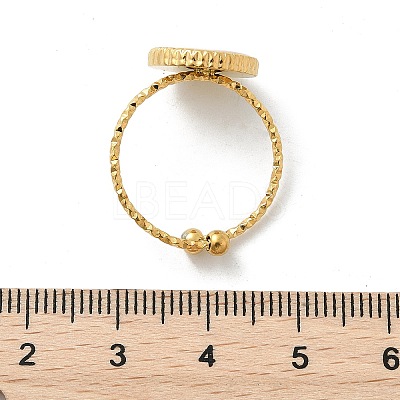 Flat Round 304 Stainless Steel White Shell Cuff Rings for Women RJEW-G346-10G-02-1