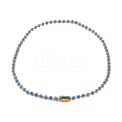 Ion Plating(IP) 304 Stainless Steel Ball Chain Necklaces for Women NJEW-G135-01D-RC-1
