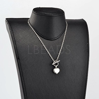 Tarnish Resistant Valentine's Day Heart 304 Stainless Steel Lariat Necklaces NJEW-JN01484-1