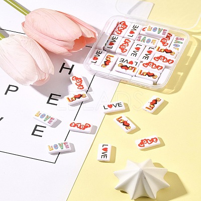40Pcs 4 Colors Printed Opaque Acrylic Beads OACR-FS0004-05-1