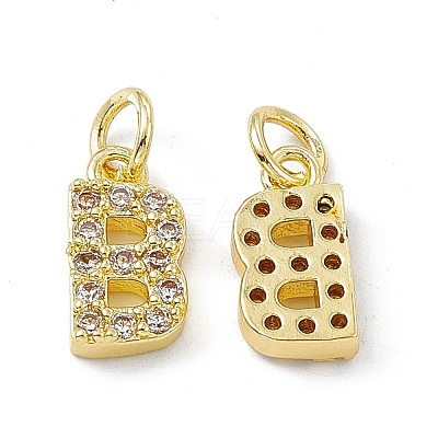 Real 18K Gold Plated Brass Micro Pave Clear Cubic Zirconia Charms KK-E068-VB452-B-1