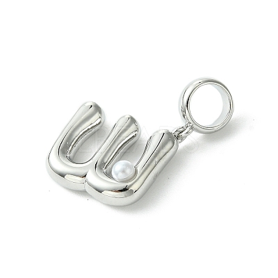Rack Plating Brass with ABS Plastic Pearl European Dangle Charms KK-G501-02W-P-1