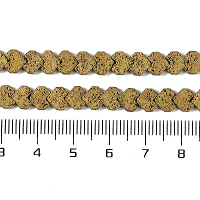 Electroplated Natural Lava Rock Beads Strands G-Q1009-G01-02E-1