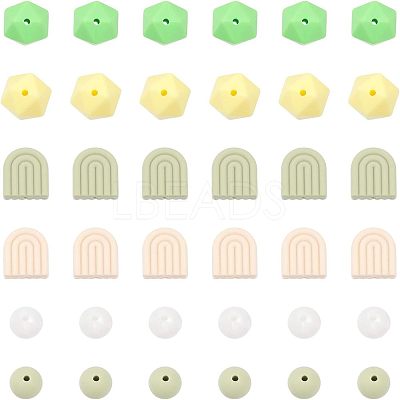 6 Style Food Grade Eco-Friendly Silicone Beads SIL-CA0001-39-1