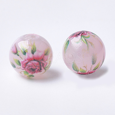 Printed & Spray Painted Imitation Jade Glass Beads GLAA-S047-05B-02-1