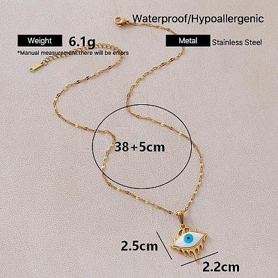 Vintage 304 Stainless Steel Enamel Evil Eye Pendant Necklaces for Women LS-XZ3178-1